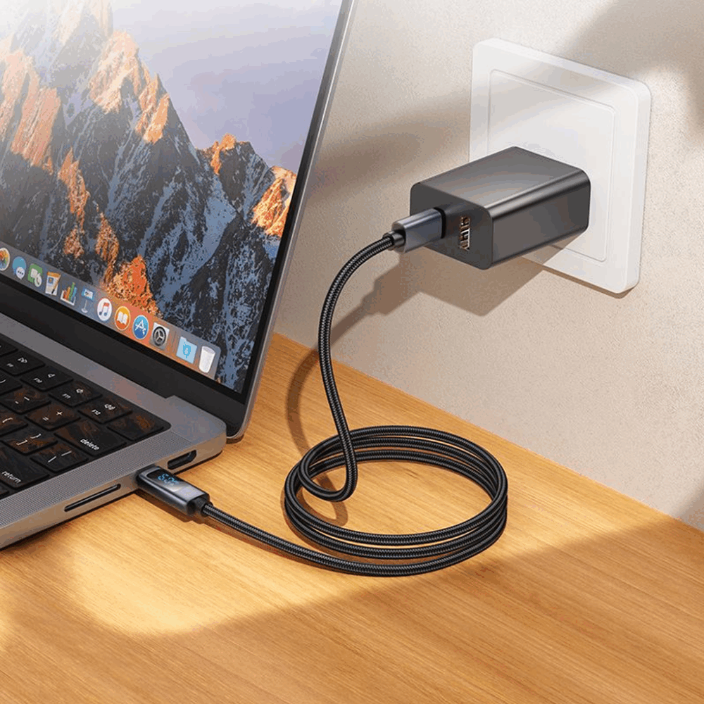 hoco. X112 USB-C to USB-C 60W Screen-Display Charging & Data Cable — Black - Image 5
