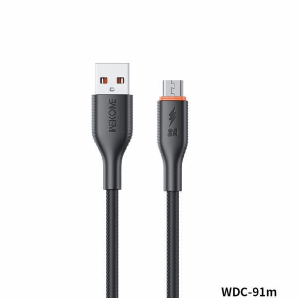 WEKOME WDC-91M 12 W A-M True Silicone Fast Charging Data Cable (USB-A to Micro) – Black