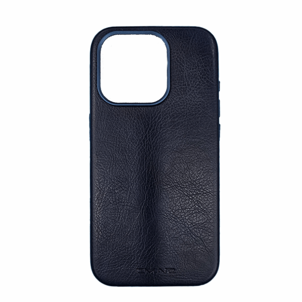 Luxury Leather Texture Slim Magnetic Case for iPhone 15 Pro – Shockproof Premium Protective Cover (Navy Blue)