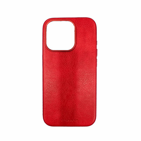Luxury Leather Texture Slim Magnetic Case for iPhone 15 Pro – Shockproof Premium Protective Cover (Red)