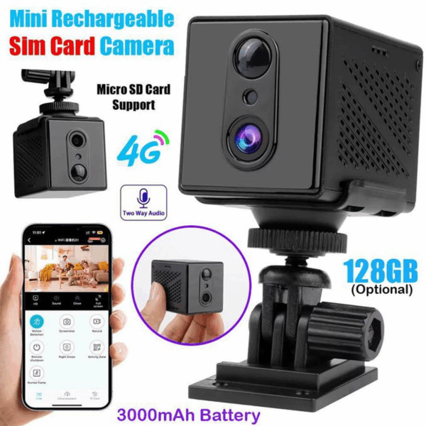 4G SIM Card Mini Security Smart Camera – Infrared Night Vision CCTV with PIR Human Detection & Built-in 3000 mAh Battery – MG3 Okam O-kam Pro Spying Surveillance