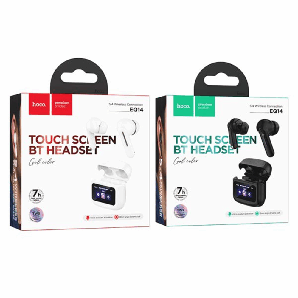 hoco. EQ14 Cool Color True Wireless Bluetooth Headset with Touch Screen – White - Image 6