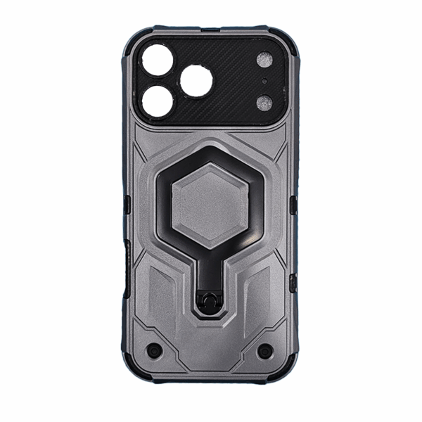 Shockproof Magnetic Armor Case with Ring Kickstand for iPhone 17 Pro – Grey