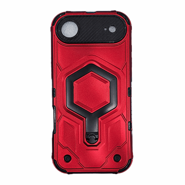 Shockproof Magnetic Armor Case with Ring Kickstand for iPhone 17 Air – Red