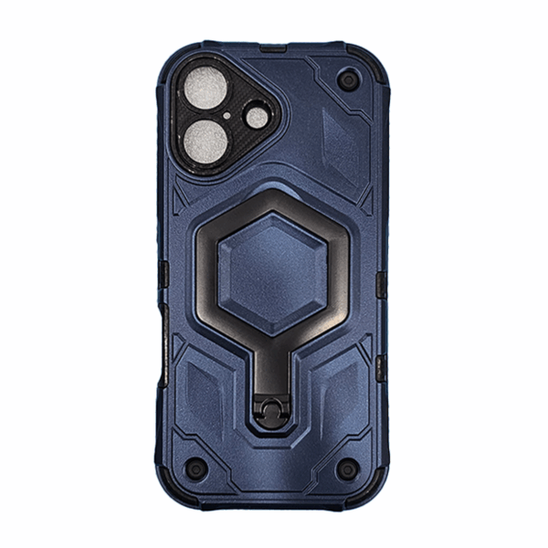 Shockproof Magnetic Armor Case with Ring Kickstand for iPhone 17 – Blue