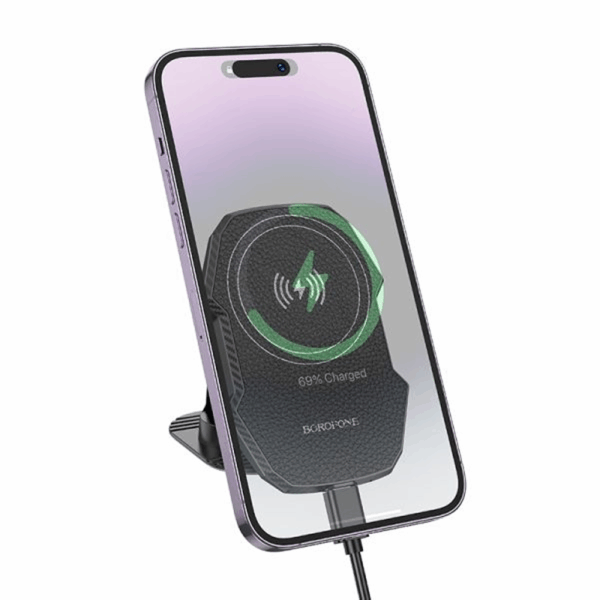 BOROFONE BH216 Adelante Mag Wireless Fast Charging Car Holder (MagSafe Compatible) – Black