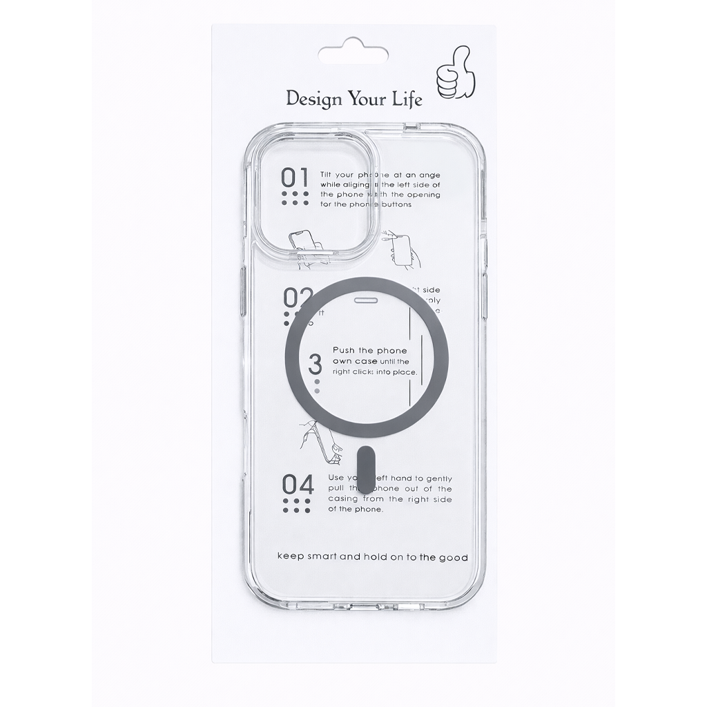 clear-grey iPhone 16 Pro Clear MagSafe Compatible Phone Case with Grey Ring - Image 1