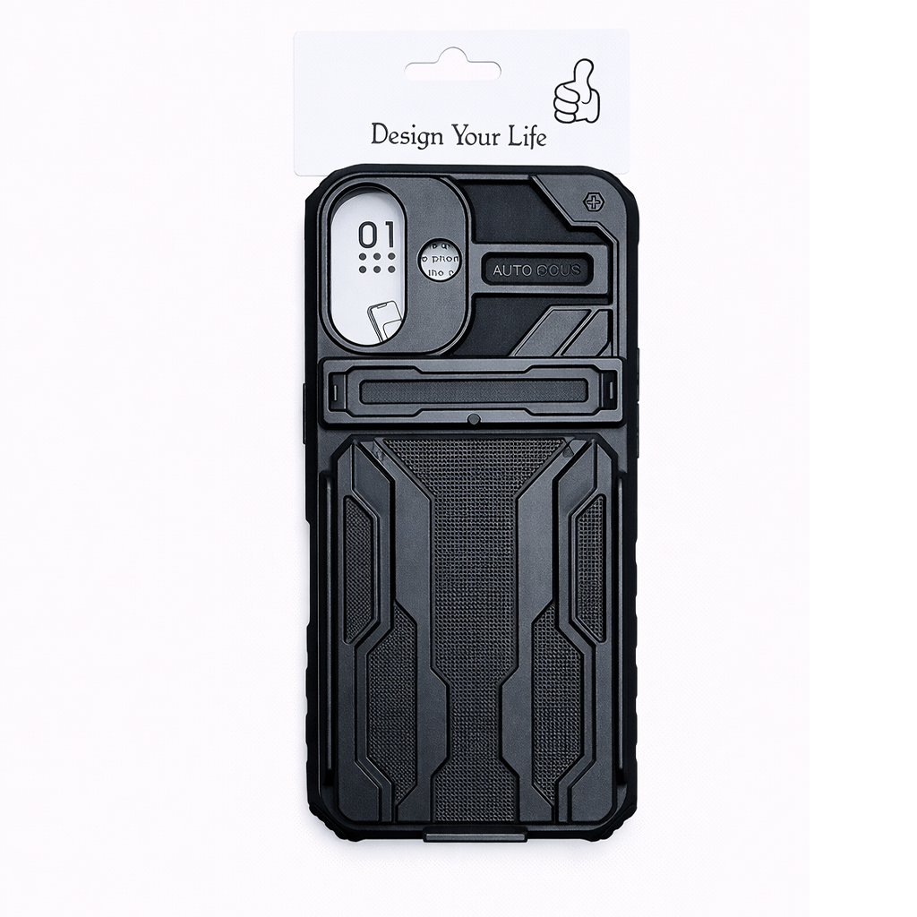 d2223 Shockproof Heavy Duty Hard Phone Case with Holder and Card Slot for iPhone 16 - Image 1