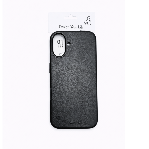 Leather-Feel Protective Phone Case for iPhone 16  Black