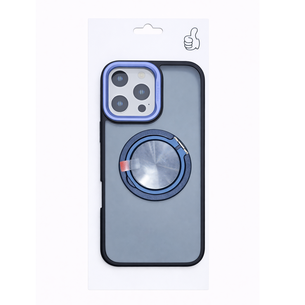 s1123sass Protective Phone Case with Rotating Ring Grip for iPhone 16 Pro Blue - Image 1