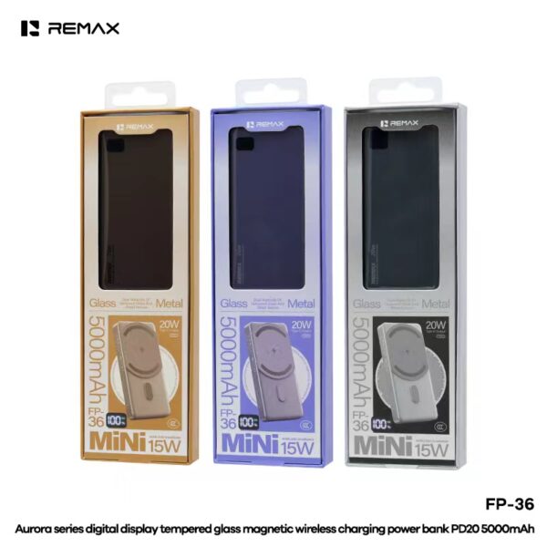 Remax Aurora Series Digital Display Magnetic Wireless Power Bank PD20 5000mAh
