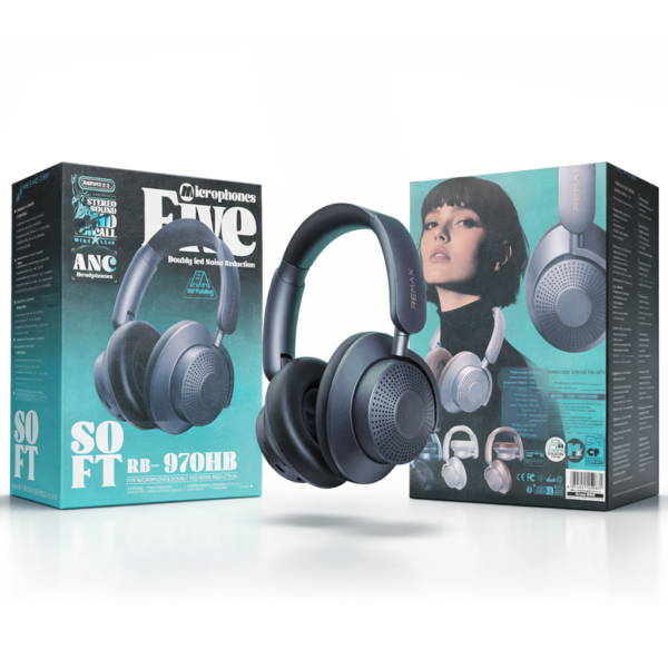 REMAX RB-970HB Wireless ANC Over-Ear Headphones • Bluetooth 5.0 • 40H Playtime • Surge Black