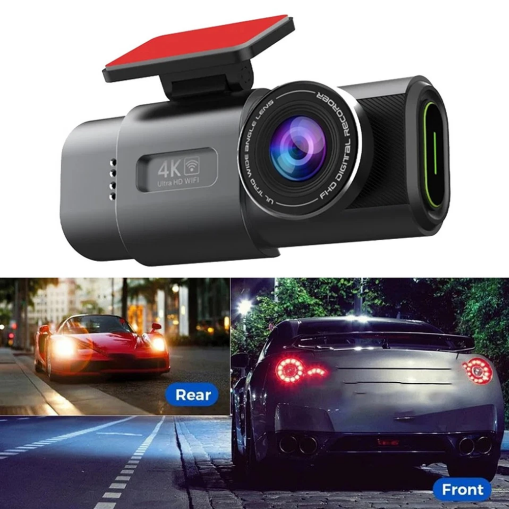 Dual Lens 4K Dash Cam • 1080P DVR • GPS • WiFi • Black - Image 3