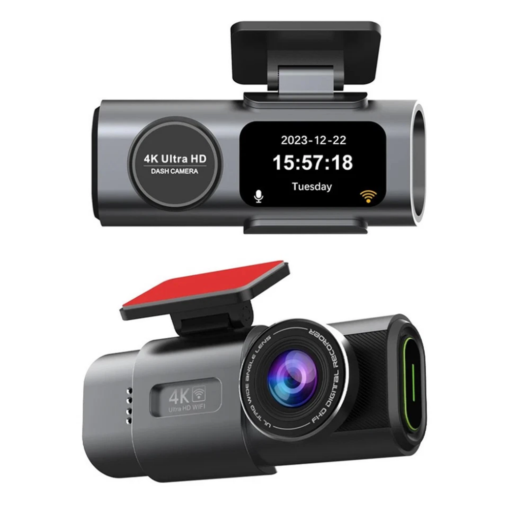 Dual Lens 4K Dash Cam • 1080P DVR • GPS • WiFi • Black - Image 2