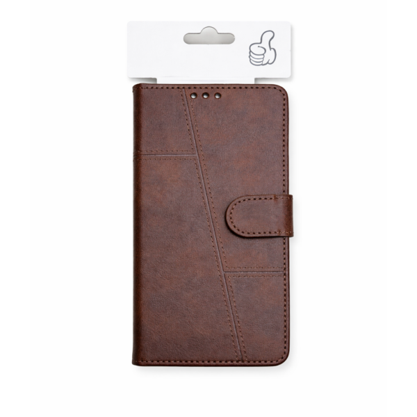Samsung Galaxy S26 Premium Leather Flip Wallet Case with Magnetic Strap • Brown