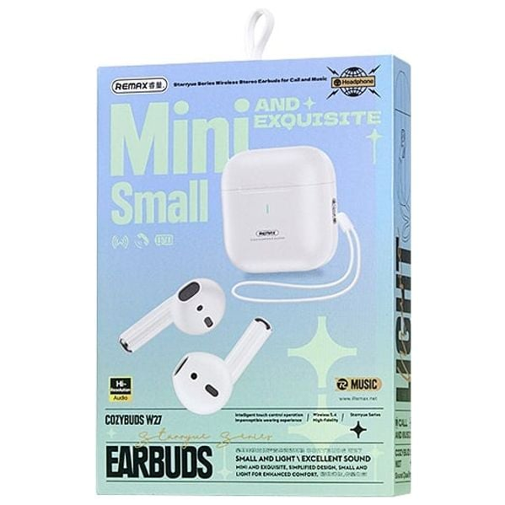 sdasd22d REMAX CozyBuds W27 True Wireless Earbuds • Bluetooth 5.4 • 20H Battery • White - Image 1