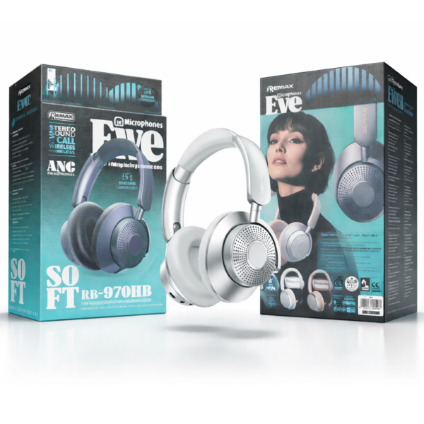 REMAX RB-970HB Wireless ANC Over-Ear Headphones • Bluetooth 5.0 • 40H Playtime • Silver