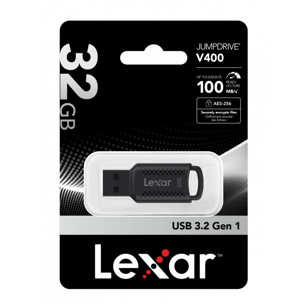 S2323S23232 Lexar JumpDrive V400 32GB USB 3.2 Gen 1 Flash Drive 100MB/s AES-256 - Image 1