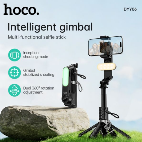 hoco DYY06 Mini Gimbal Selfie Stick 1040mm Handheld Stabilizer Black