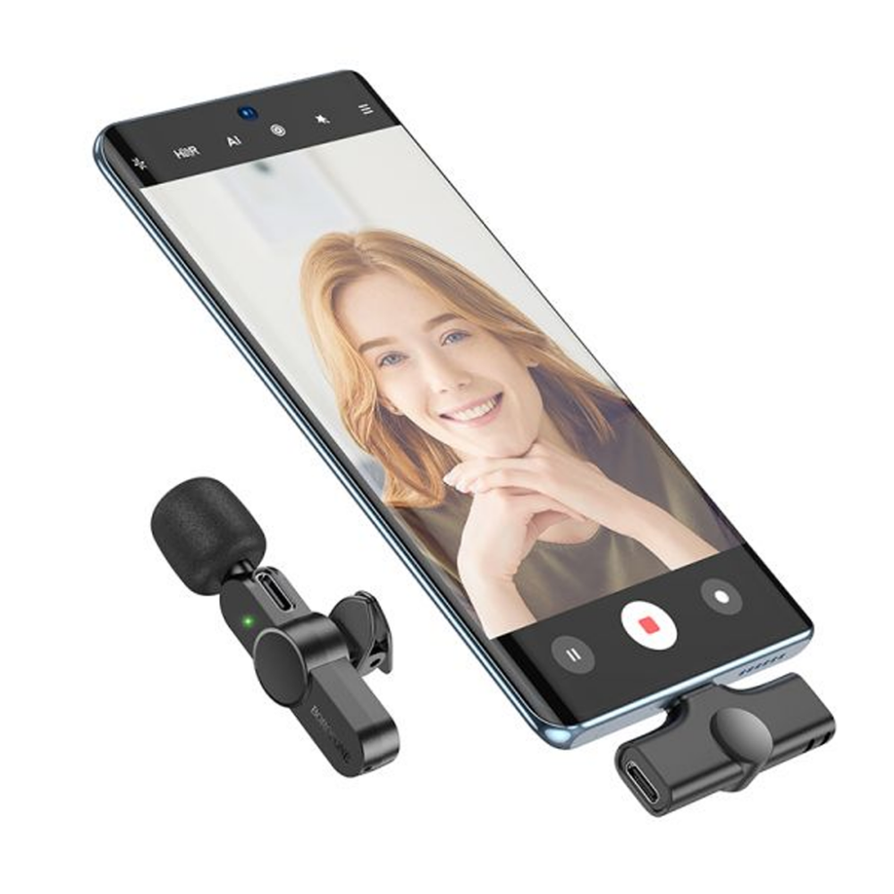 BOROFONE BFK12 Wireless Lavalier Microphone Lightning iP Black - Image 3