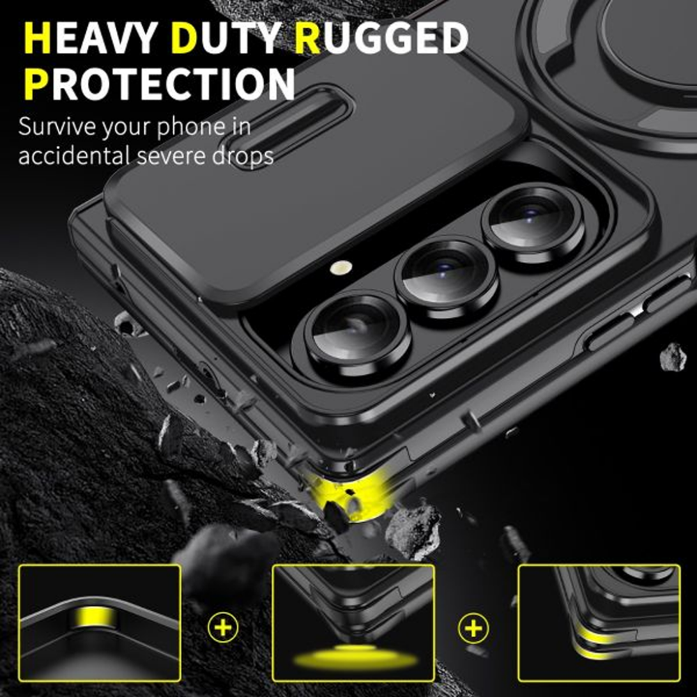 Samsung Galaxy Z Fold 7 BLACKTECH TitanRing Armor Magnetic Case Black - Image 4