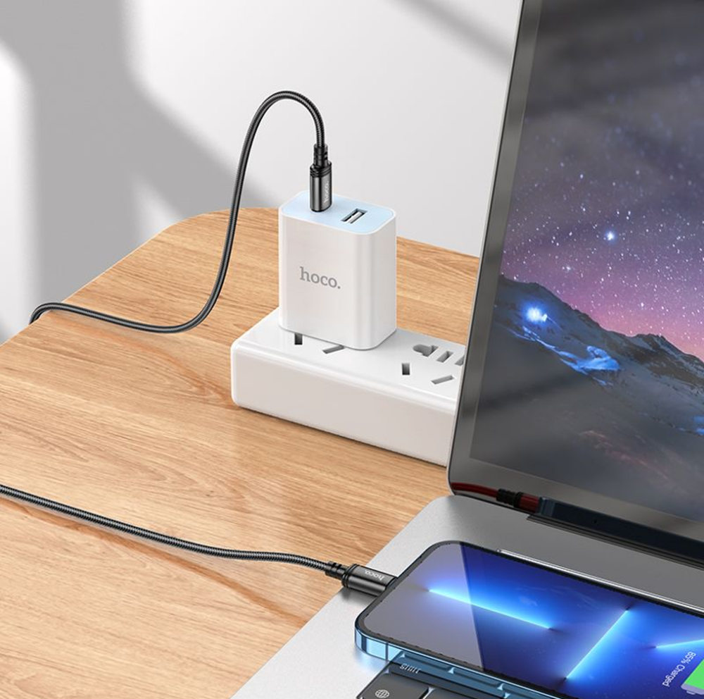 hoco X89 USB-C Fast Charging Braided Data Cable 2M Black - Image 4