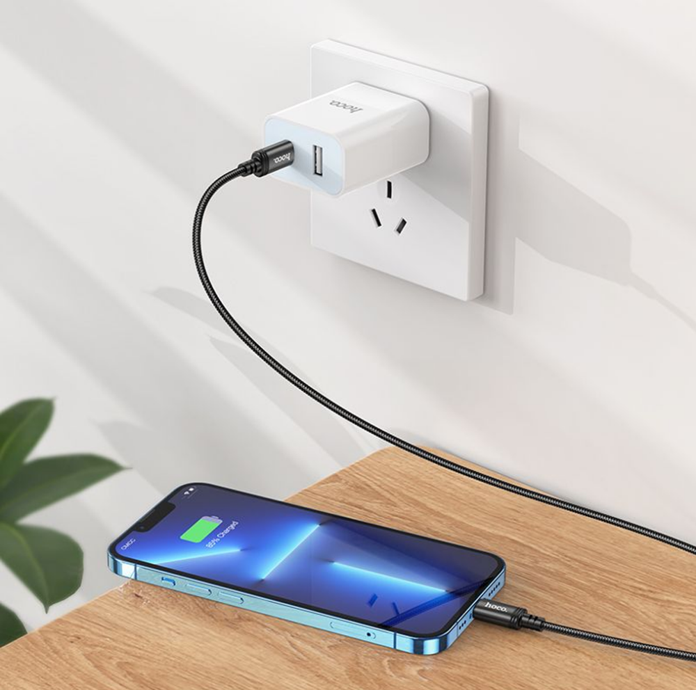 hoco X89 USB-C Fast Charging Braided Data Cable 2M Black - Image 3