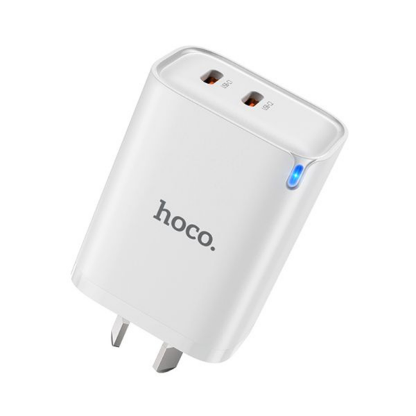 HOCO DNU6 Chief GaN Dual USB-C PD45W Charger AU Plug White