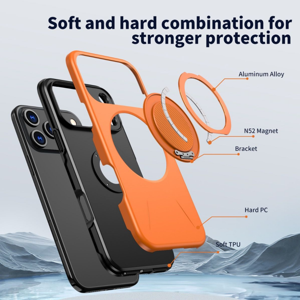 BLACKTECH Sentinel X Ring MagSafe Compatible Case for iPhone 17 Pro Max Orange - Image 6
